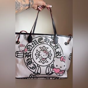 White & Pink Hello Kitty Graphic never full Tote Bag